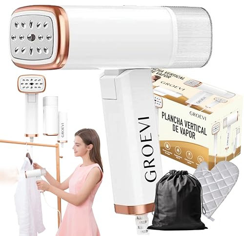 Groevi© Plancha Vertical Vapor 1200W Incluye 4 Accesorios Plancha de Viaje Plancha Ropa Portátil y compacta Vapor Rápido para Varios Tejidos Cepillo De Vapor Steamer