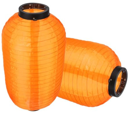 2 Piezas linterna decorativa linternas de estilo japonés linterna de entrada linternas de seda japonesas al aire lámpara colgante japonesa Paño de seda de nailon Orange