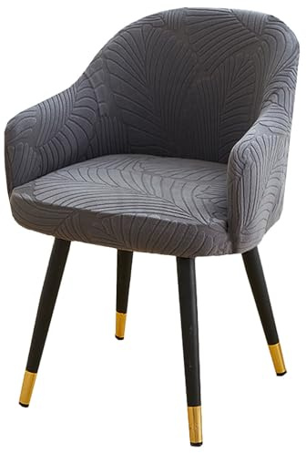 ZRCYXDW Comedor Sillas Cubiertas con Brazos Respaldo, Elástica Fundas para Sillas De Comedor con Brazos Extraíbles Giratoria Fundas para Sillas para Decoración De Fiesta-Gris Oscuro-1 Piezas