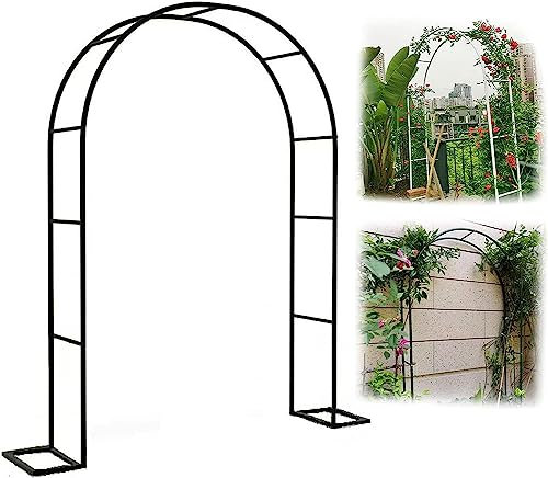 Arche de jardin en acier résistant aux intempéries pour plantes grimpantes, treillage autoportant, pergola, blanc, 1,4 m de large x 2,3 m de haut, parfait pour la décoration de jardin.