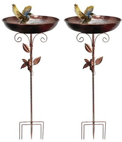 Vogeltränke Vogelbad Wasserschale Garten Wasserstelle Stehend, Futter Schale Φ 30 x 80 cm Wassertränke Außen Für Vögel Vogeltränke Balkon Groß Frostsicher Winterfest Futterspender Wildvögel (01x2)