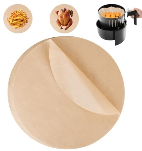 RUCUDIM 200 Stück Ø30cm Backpapier für Heißluftfritteuse, Backpapier Air fryer Rund, Hitzebeständig Antihaftbeschichtet Silikonölpapier Für Pizza, Ofen, Luftfritteuse, Bratpfanne, Grill