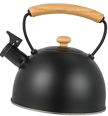Luxshiny Bouilloire à Eau Acier Inoxydable Avec Sifflet Bouilloire Épaisse Domestique Noire Avec Poignée