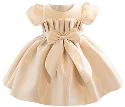 Calendario de Adviento 10 años niña Bowknot tutú vestido para niños bebé boda dama de honor cumpleaños fiesta pageant bautizo vestidos negro vestido 128 niñas, beige, 18-24 meses