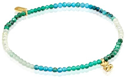 TOUS Pulsera Elástica para Mujer con Baño de Oro 18 Kt sobre Plata de Primera Ley y Gemas Verdes, Colección Bold Bear Chain