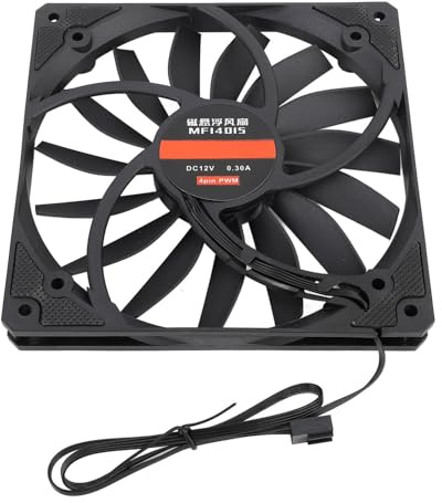 SENECESLI PC Cooling Fan, 15 Vane/Wing 4 Pin 12V PWM Case Fan 1100 Rpm Thin 15 Mm for Computer (Black)
