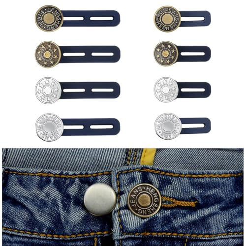 JYNXOR 8 Pcs Bottone Allarga Pantaloni, Estensori Pantaloni Gravidanza, Bottoni Jeans Regolabili, Bottoni Per Stringere Jean Per Uomo e Donna, Bottone Jeans Rimovibili, Prolunga Bottonis Pantalonis