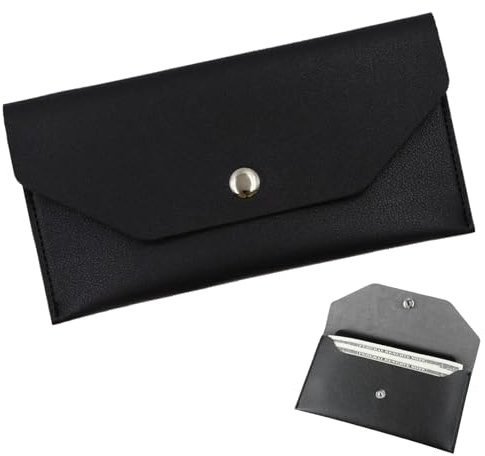 Schwarz Geldumschläge aus PU Leder,Wasserdicht Geldtasche,Geldmappe,Geldtaschen Banktasche,Geld Tasche,Geldumschlag,Geldscheine Aufbewahrung für Frauen und Mädchen,für Cash und Kosmetik,für Party