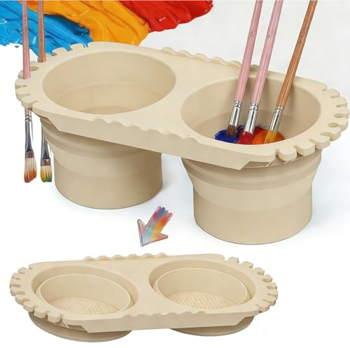 Collapsible paint brush rinser, paint brush cleaner, silicone paint brush washer, water pot for painting travel for Acrylic, Oil Painting, acrylic paint brush cleaner, Artists outdoor paint tool