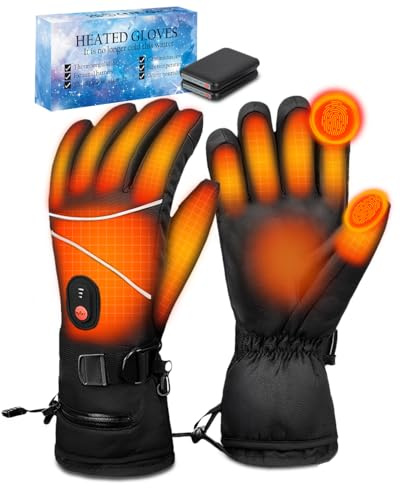 Victoper 2025 Upgraded Heated Gloves for Men & Women, Rechargeable Electric Winter Gloves with Waterproof & Windproof Design, 3 Heat Settings, Ideal for Motorcycle Riding, Skiing, (L)