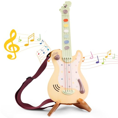 FReniland Electric Guitar Toy for Kids – Rock Style Musical Guitar with Real Strings, Pressable Buttons & Sound Effects, Musical Instrument for Toddlers Boys Girls Ages 3–6
