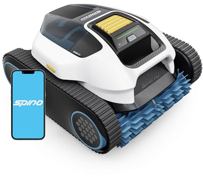 Spino E1 Poolroboter Akku Kabelloser, Boden und Wand | 5 Reinigungsmodi, Max 21950 LPH, 210 Min Laufzeit, Auto Wasserlinien Parkfunktion,SmartArc Routenplan