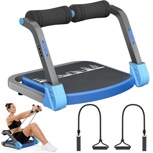 PAPIBLU Bauchtrainer, Sit-Up Gerät mit zwei Zugseilen, 4-fach einstellbarer Widerstand, automatischer Rückprall, Ab Trainer für Zuhause und Fitnessstudio