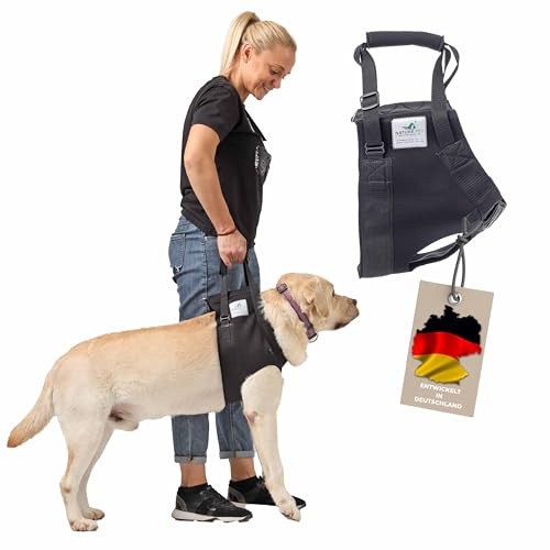 Nature Pet Tragehilfe für Hunde Vorne - Tragegurt als Treppenhilfe & Gehhilfe - Ideal für ältere, kranke oder operierte Vierbeiner - Hunde-Hebegurt für Mobilität (M, Schwarz)