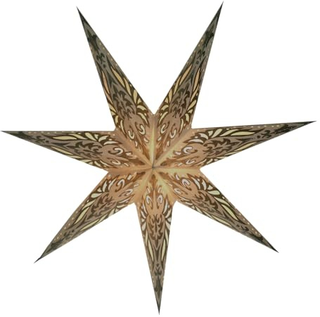 Faltbarer Advents Papierstern, 60 cm, hochwertig, Devi weiß | Handgefertigter Papierstern mit Silberbronze, stimmungsvolle Deko, TÜV geprüft, einfache Montage.