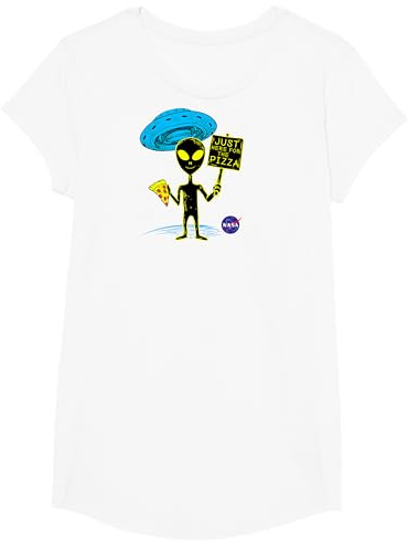 NASA UFO Alien Just Here for The Pizza Graphic T-Shirt T-Shirt
