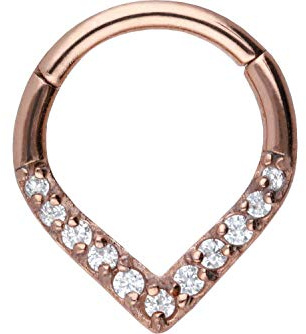 PIERCINGLINE Chirurgenstahl Clicker | SPITZ + 11 EINGEFASSTE KRISTALLE | Piercing Ring Nase Septum Ohr Helix Tragus | Farbauswahl