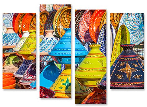 islandburner Cuadro en Lienzo Mercado de Tajines Marrakech Marruecos África Cuadros Decoracion Impresión Salon