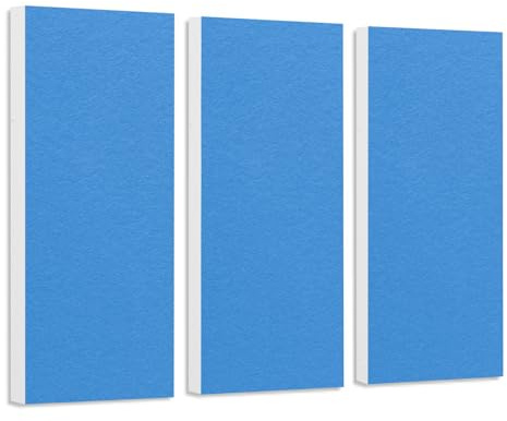 platino24 Schallabsorber COLORE aus Basotect G+ I 3 Stück I 82,5 x 27,5 x 5 cm I Stilvolle Wand-Paneele in Hellblau I Akustikpaneele mit Akustikfilz zur Schalldämmung in Büro, Studio & Wohnung