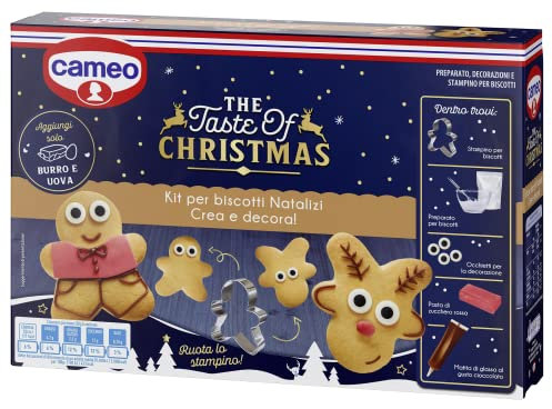 Cameo Kit per Biscotti di Natale The Taste of Christmas, Kit per Circa 25 Biscotti Natalizi da Creare e Decorare, Preparato per Biscotti Decorazioni e Stampino Inclusi nella Confezione, 379 g