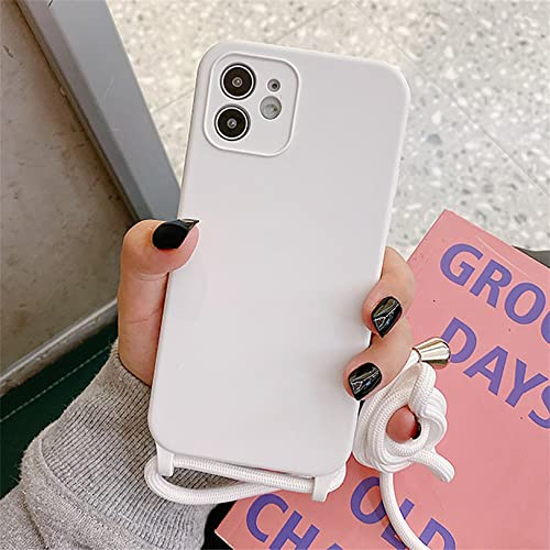 Emlivi Handykette Hülle iPhone XS, Necklace Handyhülle, Umhängeband Handykordel Schutzhülle, Weich Schultergurt Silikonhülle,TPU Cover mit Stylische Band, Kette Case für iPhone X, Weiß