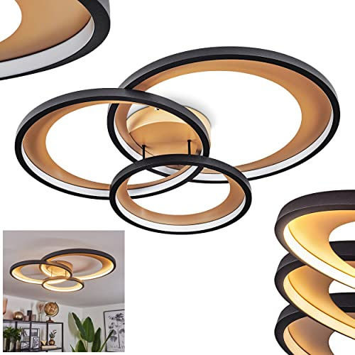 HOFSTEIN LED Deckenleuchte Baiyin, dimmbare Deckenlampe aus Metall/Kunststoff in Goldfarben/Schwarz/Weiß, 4300 Lumen, 3000 Kelvin, 36 Watt, dimmbar über herkömmlichen Lichtschalter, Küche, Wohnzimmer