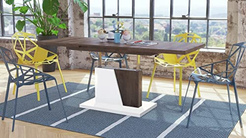 Mazzoni Grand Noir Couchtisch ausziehbar höhenverstellbar 120/180cm in Eiche dunkel/Weiß matt modern vielseitig Wohnzimmertisch Esstisch Beistelltisch Sofatisch platzsparend hochwertig Wohnzimmer