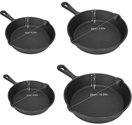 Padella in ghisa Forno Padella sicura Diffusione uniforme del calore Ghisa Pre condita Facile cottura Padella in ghisa per tecniche di cottura tradizionale e lenta per grigliare Forno da carne(26CM)