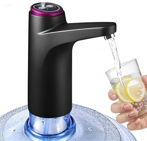 BIMVER Water Dispenser for 5 Gallon Bottle, 600ml Quantitative Water Pump,3 Colors Power Light,Portable USB Charging Electric Bottle Pump,Multipurpose Dispenser for Home Camping for 2-5 Gallon Jugs
