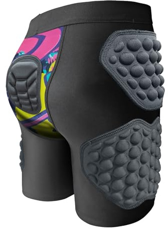 Snowboard Butt Pad Short Pants for Kids, Skateboard Padded Shorts, Contact Sport Padding Shorts for Roller Skate Pink YL