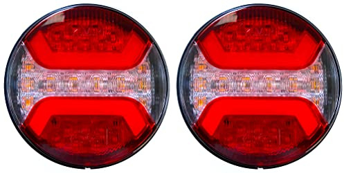 MelTruck 2x LED Rückleuchte Neon 3 Funktionen – 12V/24V Rücklicht für Anhänger, Trailer, Wohnwagen, LKW, PKW, Traktor – Bremslicht, Blinker, Positionslicht – E9 geprüft