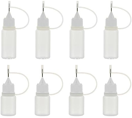 8 Stück Nadelflaschen Set, Nadelspitzen Flasche, Präzisionsspitzen Applikator flasche, Leimflasche, Applikator, Für DIY Handwerk Nachfüllkleber Nähmaschinenöl (5ML/10ML)