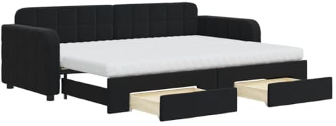vidaXL Dagbädd utdragbar med lådor svart 80x200 cm sammet