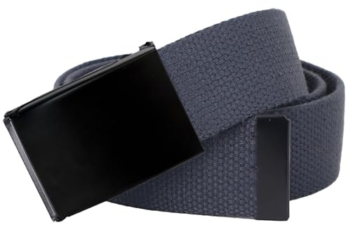 Shunshi Men's Quick-Release Work Belt - Adjustable No-Hole Canvas/Nylon Belt with Metal Buckle, One-Pull Lock for Trousers, Jeans, Tactical & Outdoor Wear (Fits up to 110cm/43.3inch Waist)(Grey)