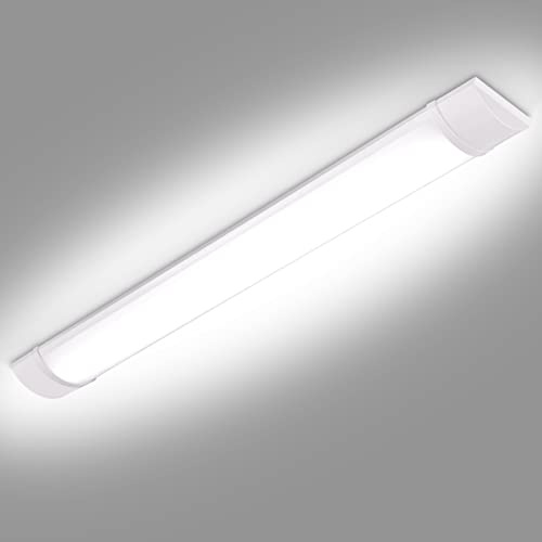 Bellanny 30W LED Batten Light, 3ft 90cm 3600LM 6500K Cool White LED Tube Light, Low Profile Wall or Ceiling Surface Mounted Fitting for Ceiling of Home, Office, Workshop & Garage Lighting