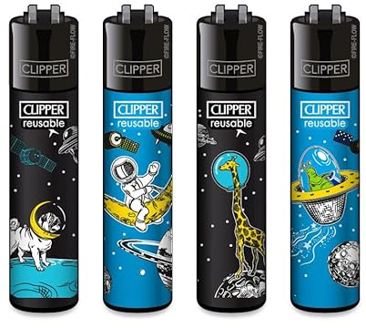 Clipper® 4er Set Lost in Space Feuerzeuge + 1 Sticker High Zombie