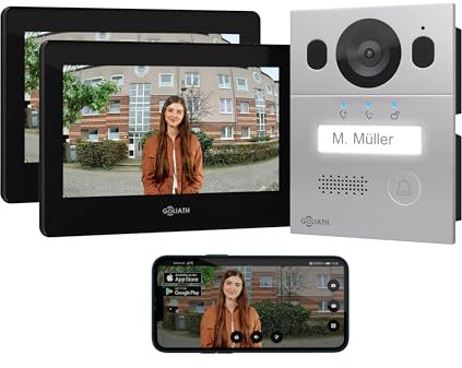 Goliath® Videoportero 2 Monitores [Monitor 7] Portero Automatico con Camara - Videoportero 2 Hilos - Telefonillo Camara - Video Portero - Antivandálico y climático - Superficie
