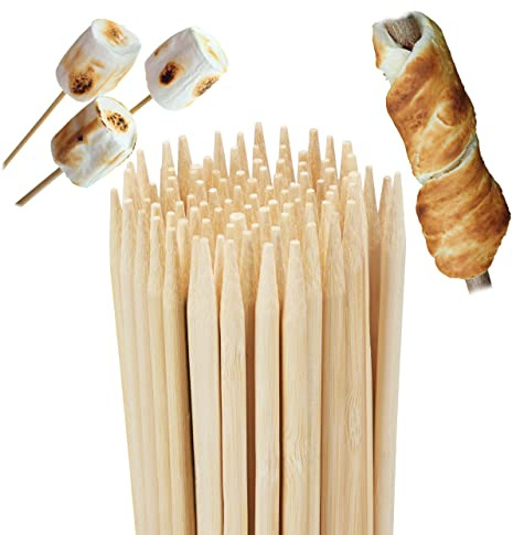 1000x Spiedini in Legno, Set da 1000 Spiedi da 90 cm per Salsicce, Cucina, Griglia e Barbecue, Attrezzo BBQ, Naturale