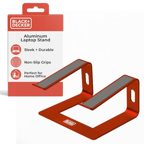 BLACK+DECKER Laptop Stand for Computer Desk, Ergonomic Laptop Stand for Desk, Lap top Riser Compatible with MacBook Notebook, Lap top Holder, Durable Aluminum Computer Riser Accessories, Coral Rose