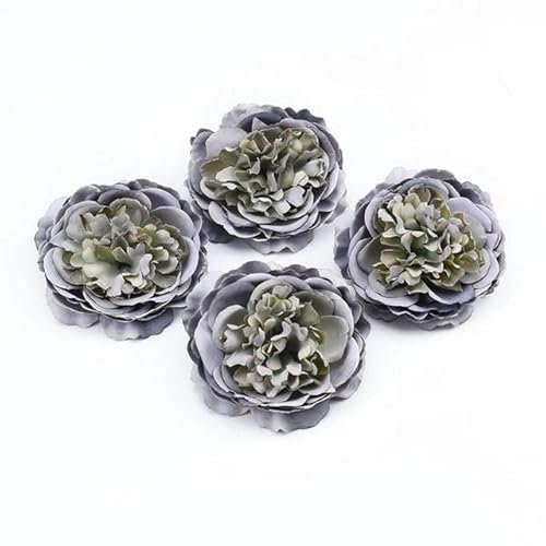 ZFISH 100 Stück künstliche Blumen, Großhandel, Seide, Pfingstrose, Weihnachtsgirlande, Scrapbooking, Hochzeit, Wand, Heimdekoration, Zubehör, gefälschte Rose, Grau, 100 Stück