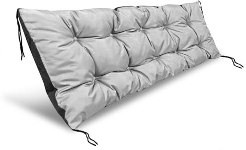 KingGarden Cojín para Banco de Jardín con Funda Impermeable, Asiento Interior y Exterior (Gris Claro, 120x40 cm)
