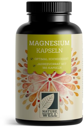 Magnesium Kapseln 365x - 668mg Magnesium-Oxid, davon 400mg Magnesium pro Kapsel - sehr hoher Magnesium-Gehalt (60%) - Laborgeprüft mit Zertifikat - 100% vegan - Vorrat für ein volles Jahr