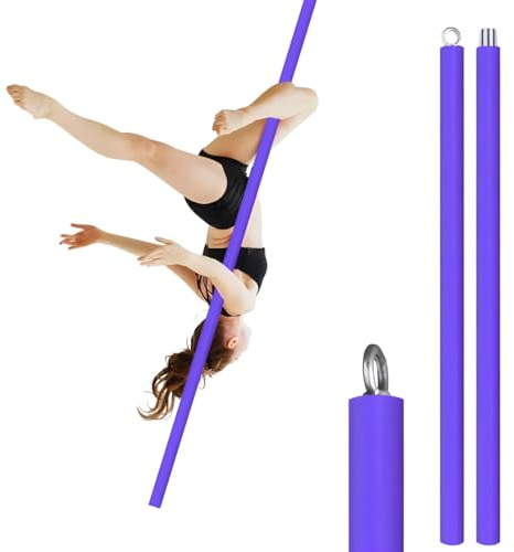 Dreamlin 2m Aerial Flying Pole Portable Suspension Fitness Tube Hanging Rotary Silicone Steel Dancing Pole Gym Equipment for Home Bar (Purple)