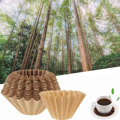 Lot de 100 filtres à café jetables en papier marron naturel, filtre à café épais pour verser sur le goutteur de café et la cafetière goutte à goutte