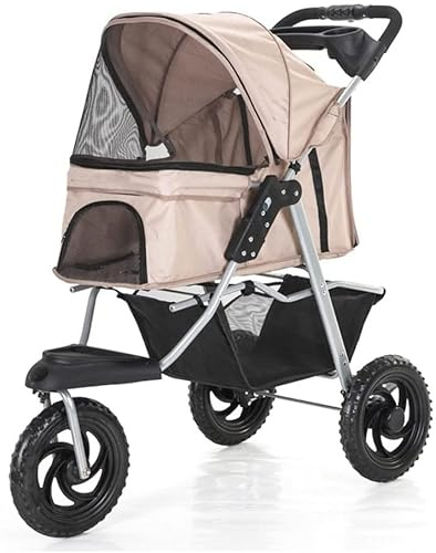 Hundebuggy mit großen Rädern – 3 Räder, Haustier-Kinderwagen für mittelgroße und kleine Hunde, Katzen, Kinderwagen – ultimativer Komfort und Komfort für Ihr Haustier