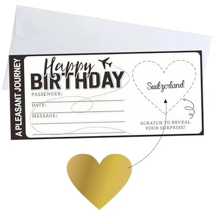 Birthday Scratch Card Travel Ticket Reveal Destination Personalised Card Boarding Pass Scratch Card Holiday Reveal Personalised Flight Ticket Boarding Pass Surprise Trip(Black)