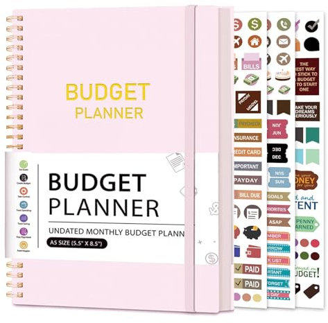 Budgetplaner – Monatliches Budgetbuch 2025 mit Ausgaben- und Rechnungs-Tracker – undatierter 12-Monate-Finanzplaner & Kontobuch-Organizer, um die Kontrolle über Ihr Geld zu übernehmen – Rosa