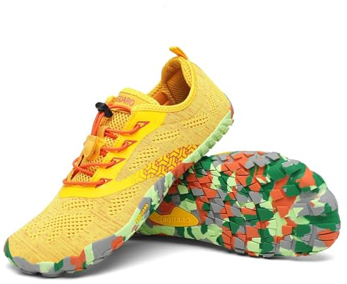 SAGUARO Barefoot Trail Sneakers Herr Dam Andningsaktiva Halkfria Minimalistiska Skor, Gul, 42 EU