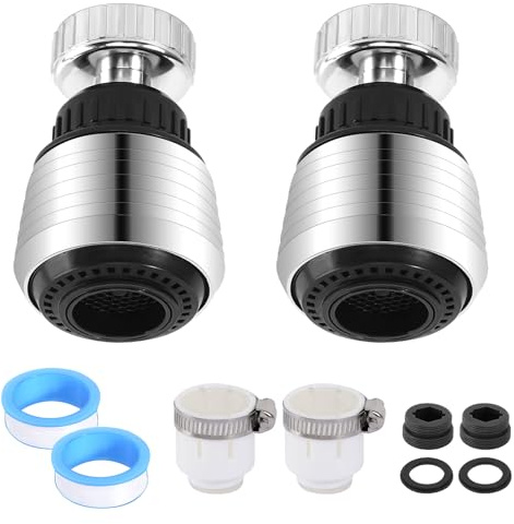 2 Pcs 360° Swivel Kitchen Tap Spray Head Faucet Tap Aerator Tap Adapter for Kitchen Sink Faucet Extender Faucet Sprayer with Nozzle Adapters Universal Tap Extension Aerator for Bathroom Kitchen