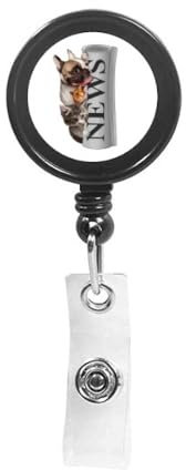 Roll Newspaper Pet Group Art Deco Fashion Retractable Keychain Badge Holder ID Badge